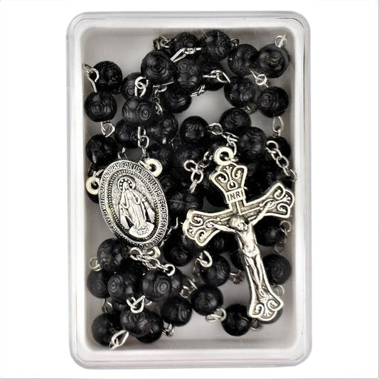 Rosary Black Carved Wood