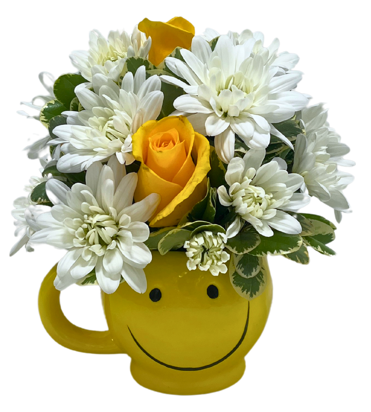 $35 Fresh Flower Arrangement - Smiley Mug
