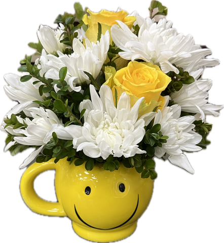 Fresh Flower Smiley Mug $35